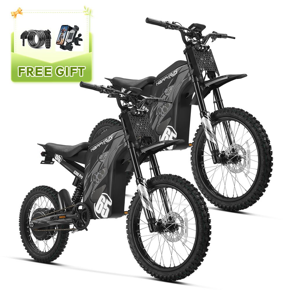 HappyRun G300 Pro 3000W (6500W Peak) Electric Dirt Bike - 2-Bike Bundle, front view