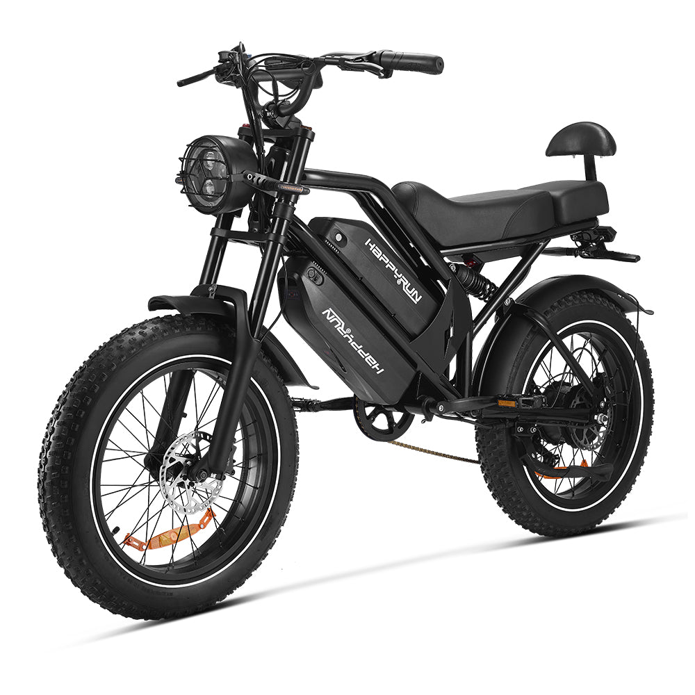 HappyRun G70 750W (2000W Peak) Dual Battery Electric Cargo Bike, on a trail or road