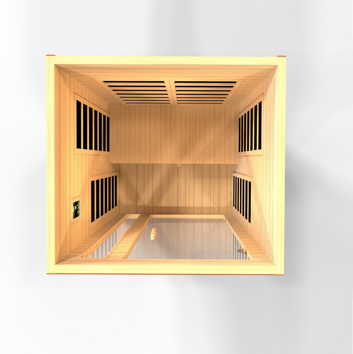 Dynamic "Cordoba" 2 Person Low EMF - FAR Infrared Sauna (DYN-6203-01), wood grain and door detail