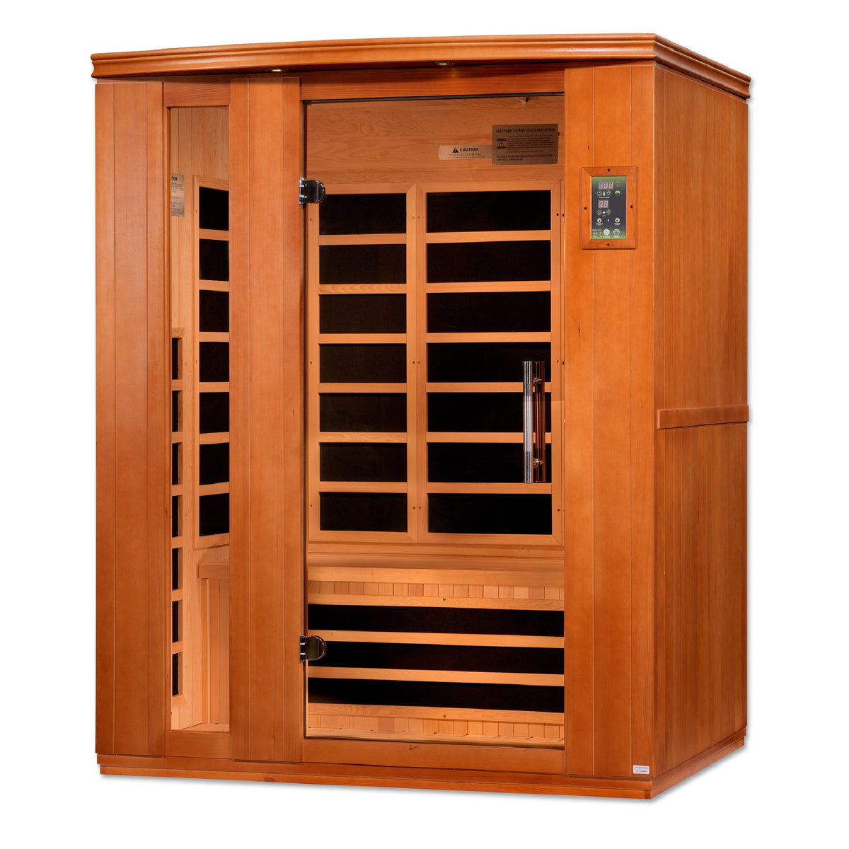 Dynamic "Lugano" 3 Person Low EMF Far IR Sauna (DYN-6336-02), interior view with bench seating