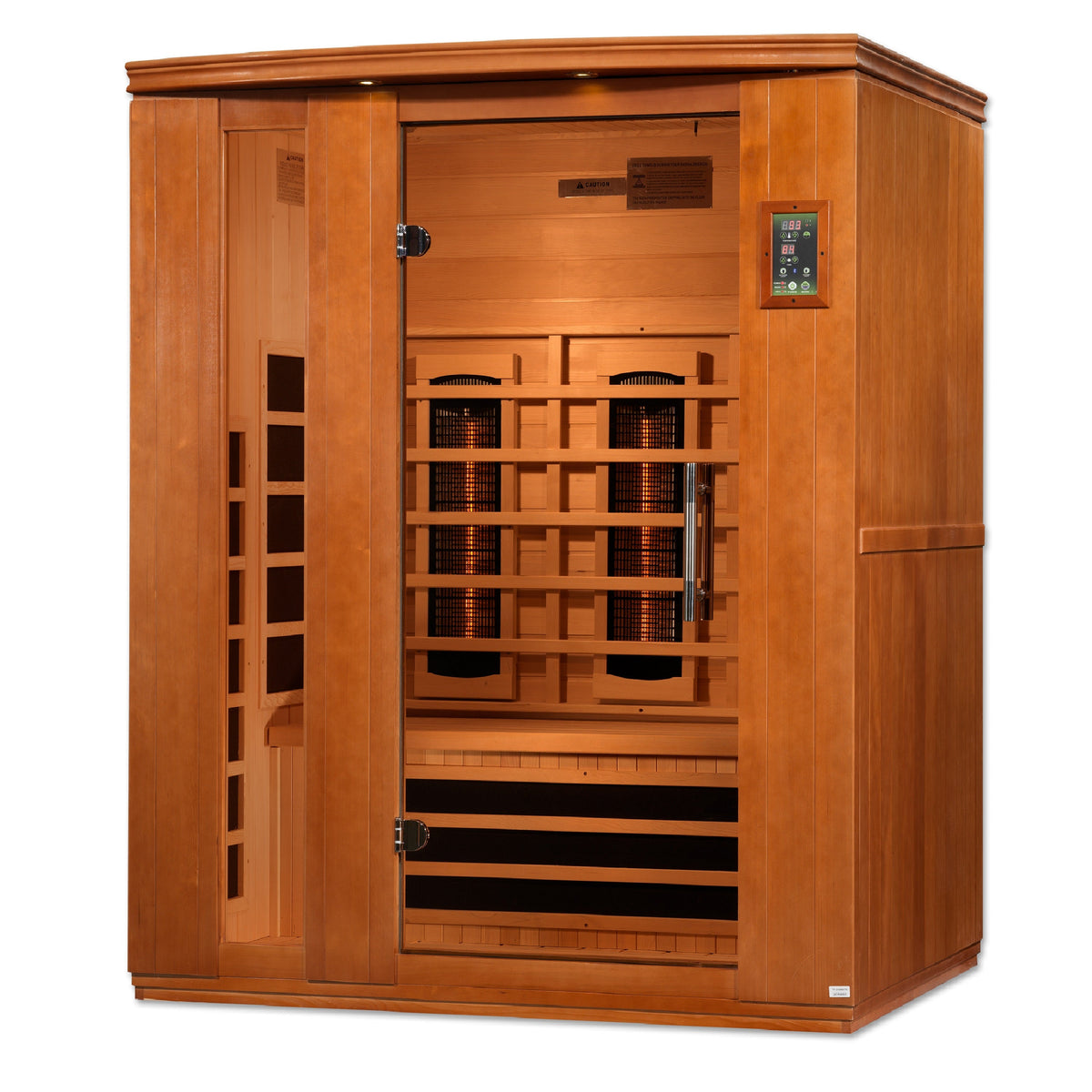 Dynamic "Lugano" 3 Person Full Spectrum IR Sauna (DYN-6336-03 FS), interior view with bench seating