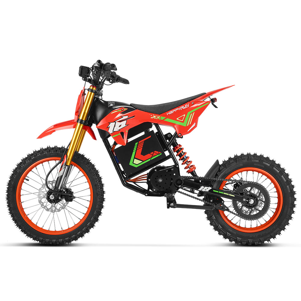 HappyRun F18 2.0 6000W Peak Mid-Drive Electric Dirt Bike, side profile