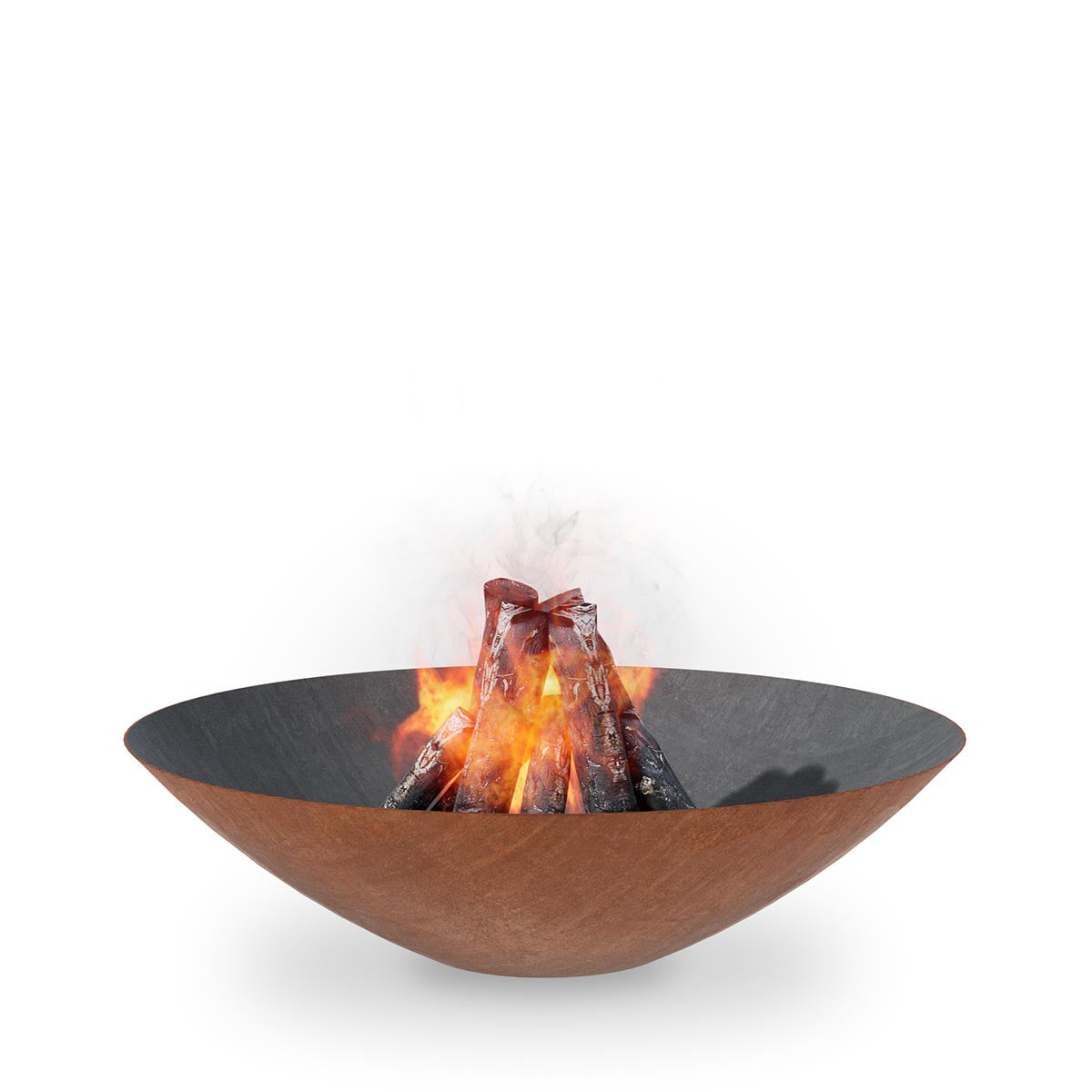 Arteflame Classic 40 CORTEN fire pit with a wood fire, without a base