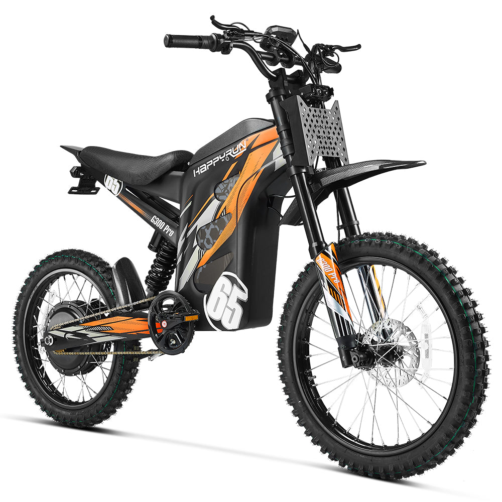 HappyRun G300 Pro 3000W (6500W Peak) Electric Dirt Bike, wheel and tire detail