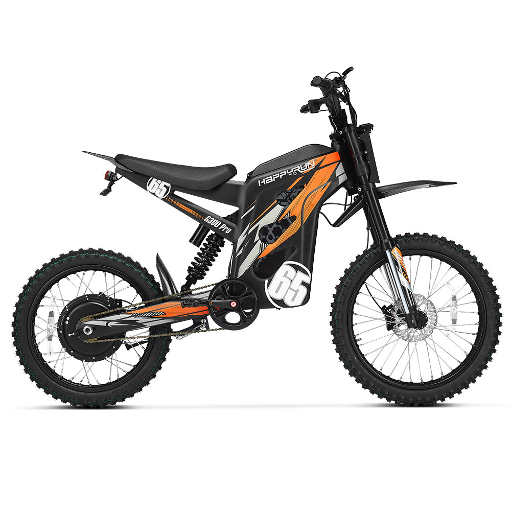 HappyRun G300 Pro 3000W (6500W Peak) Electric Dirt Bike, suspension fork detail