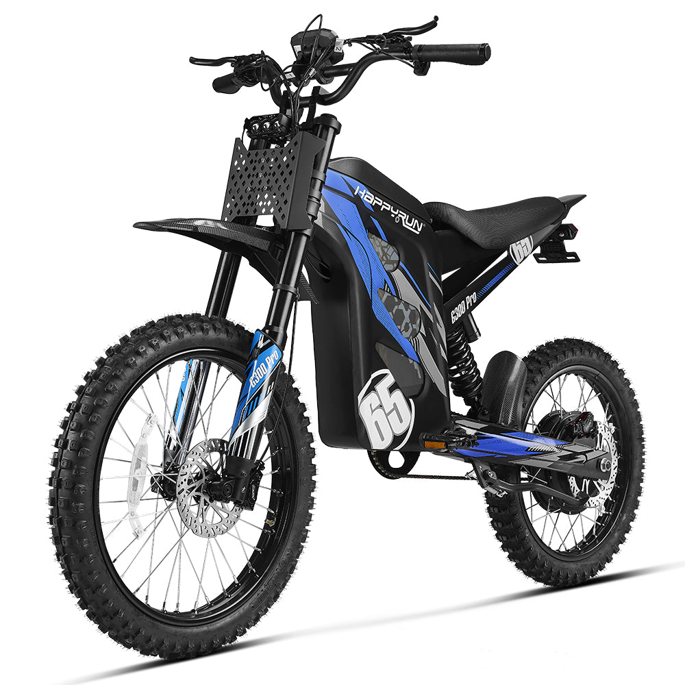 HappyRun G300 Pro 3000W (6500W Peak) Electric Dirt Bike, Blue colorway front view