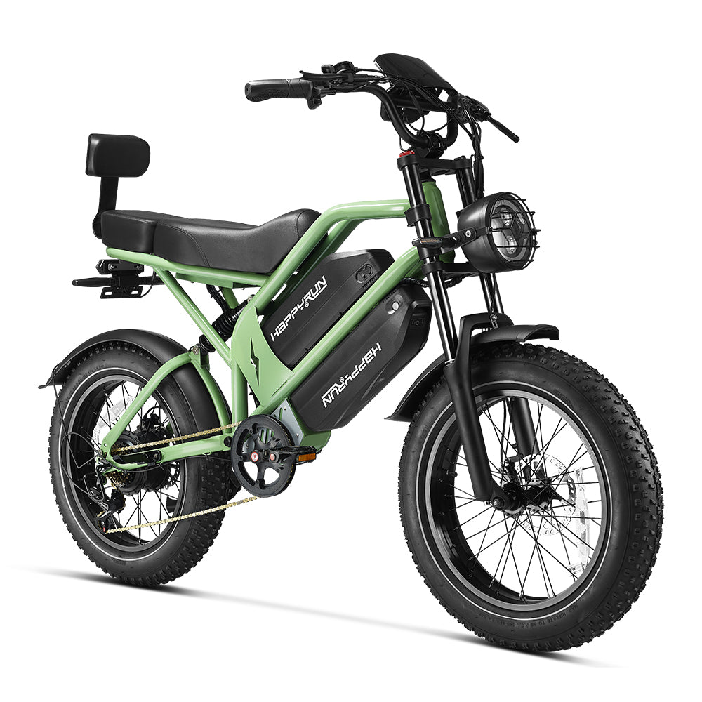 HappyRun G70 750W (2000W Peak) Dual Battery Electric Cargo Bike, seat and frame detail