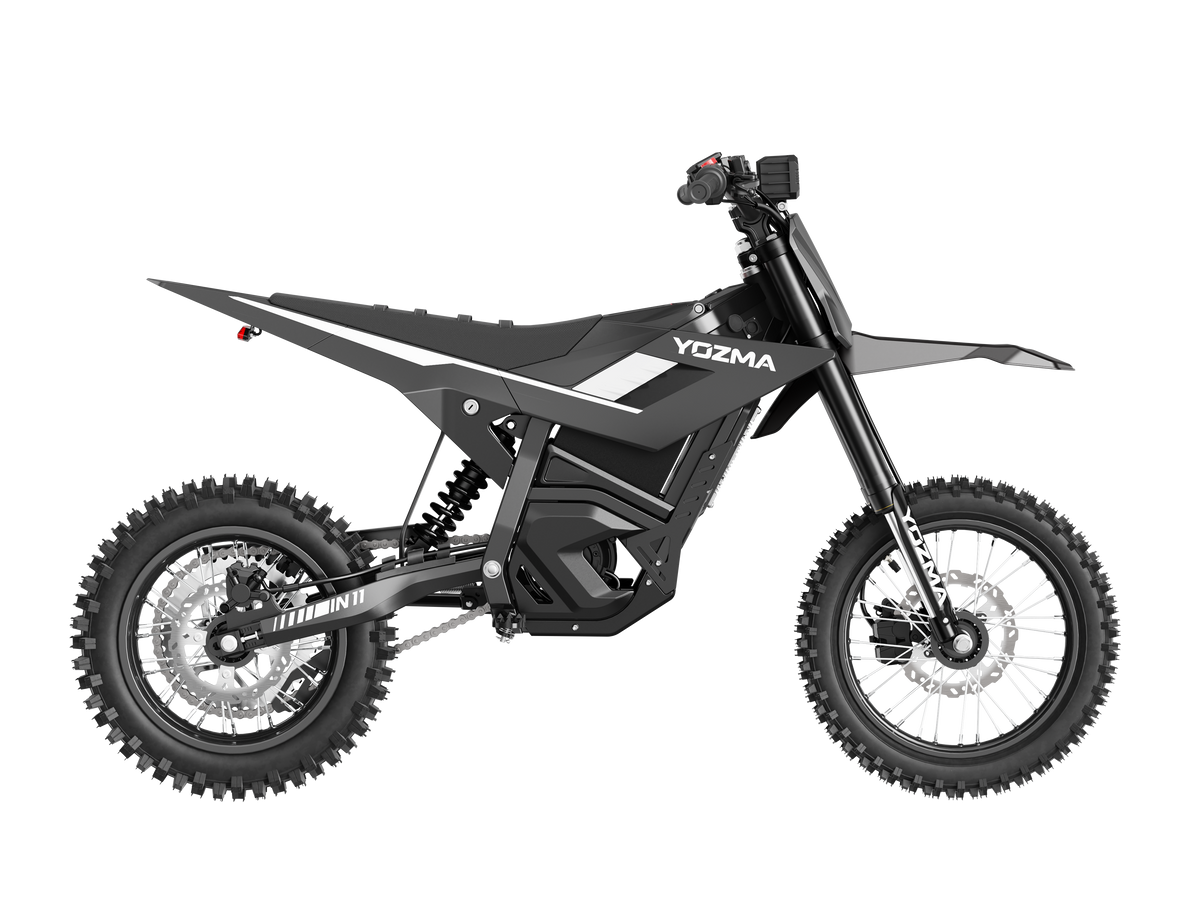Yozma IN 11 electric dirt bike in black, side profile