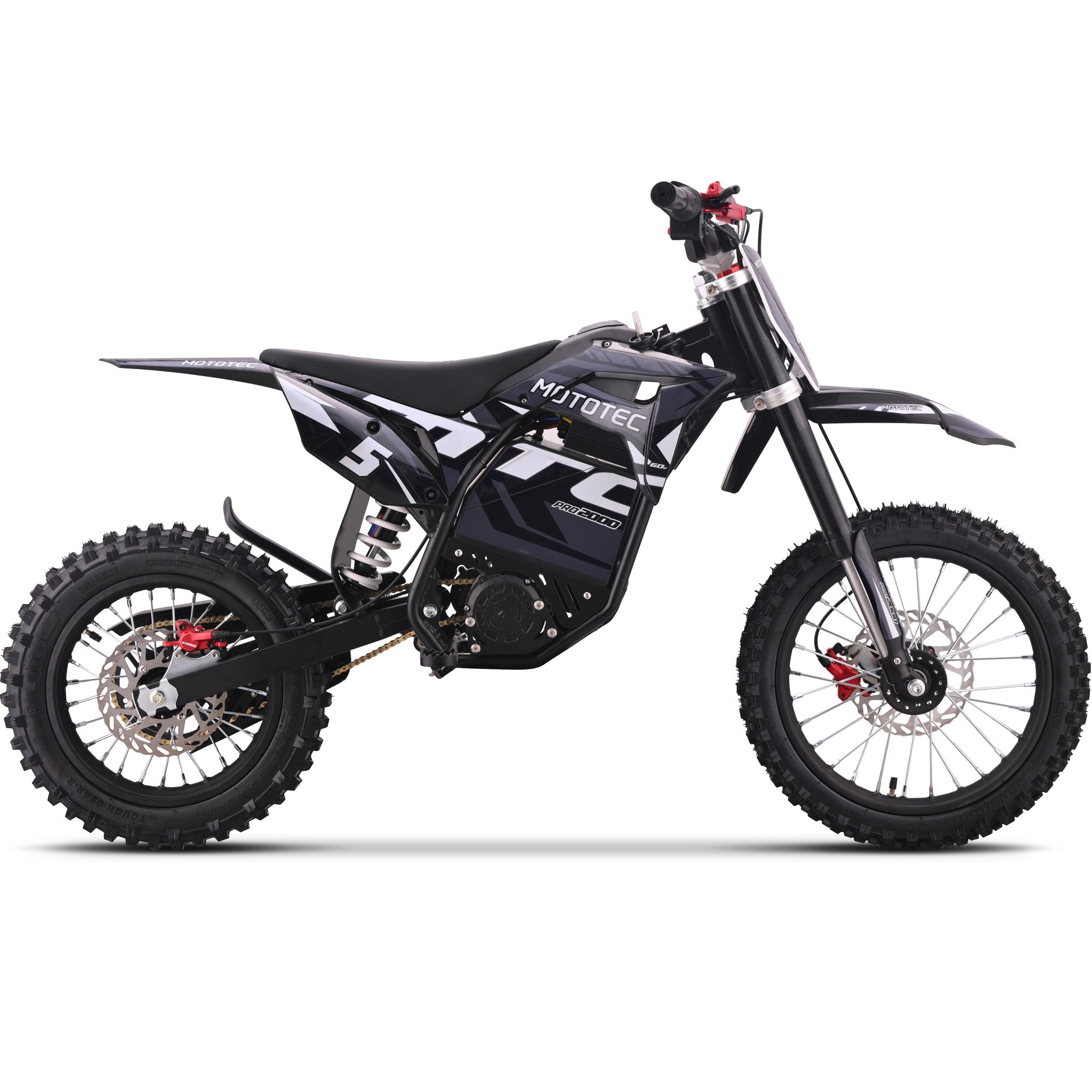 MotoTec 60v Pro Electric Dirt Bike 2000w Lithium Grey