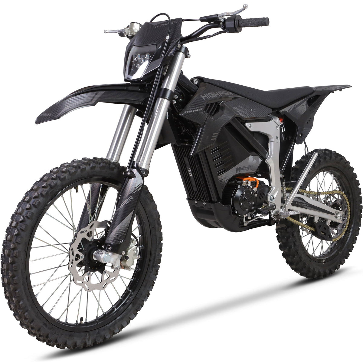 MotoTec Venom 72v 12000w Electric Dirt Bike Black, front view