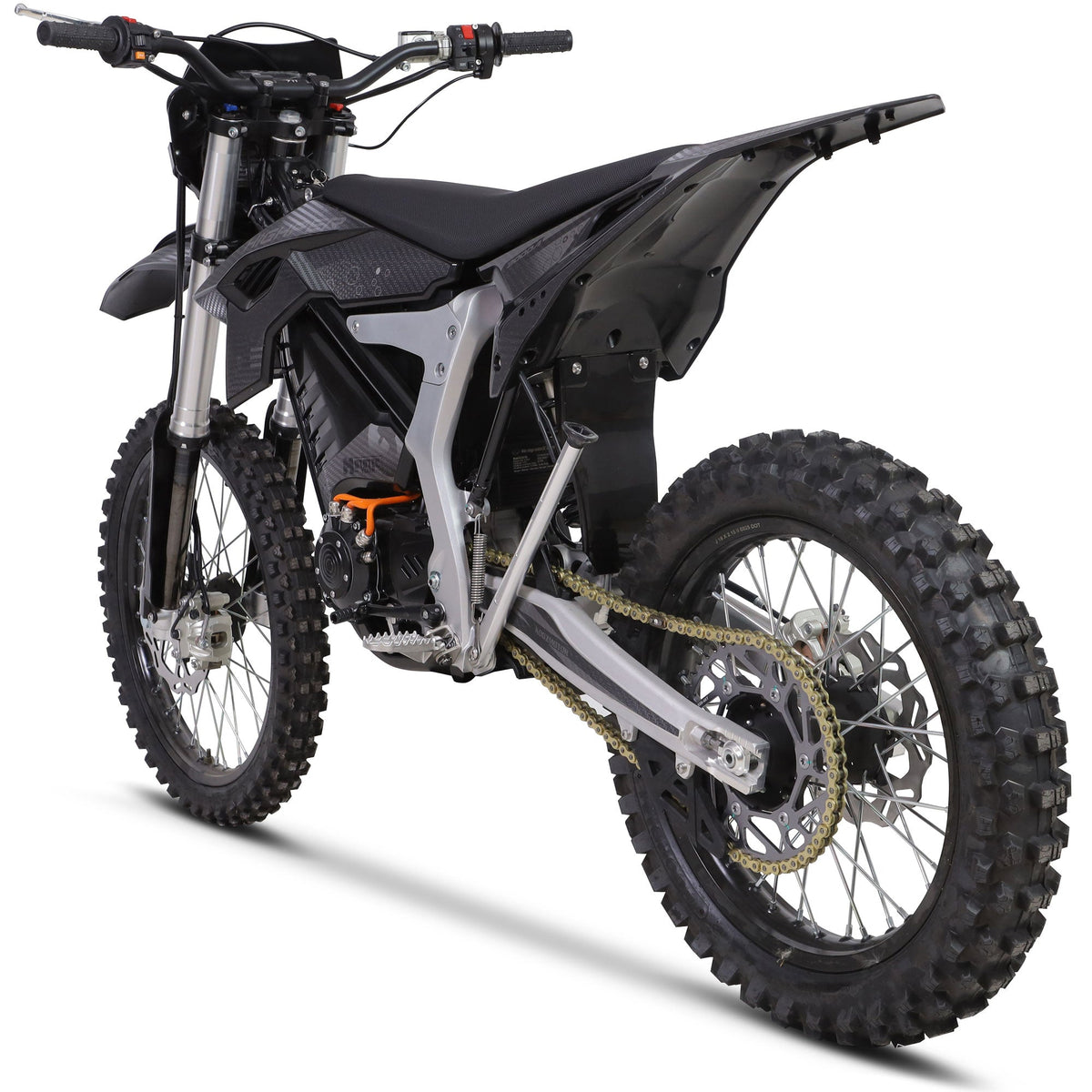 MotoTec Venom 72v 12000w Electric Dirt Bike Black, handlebar and display detail
