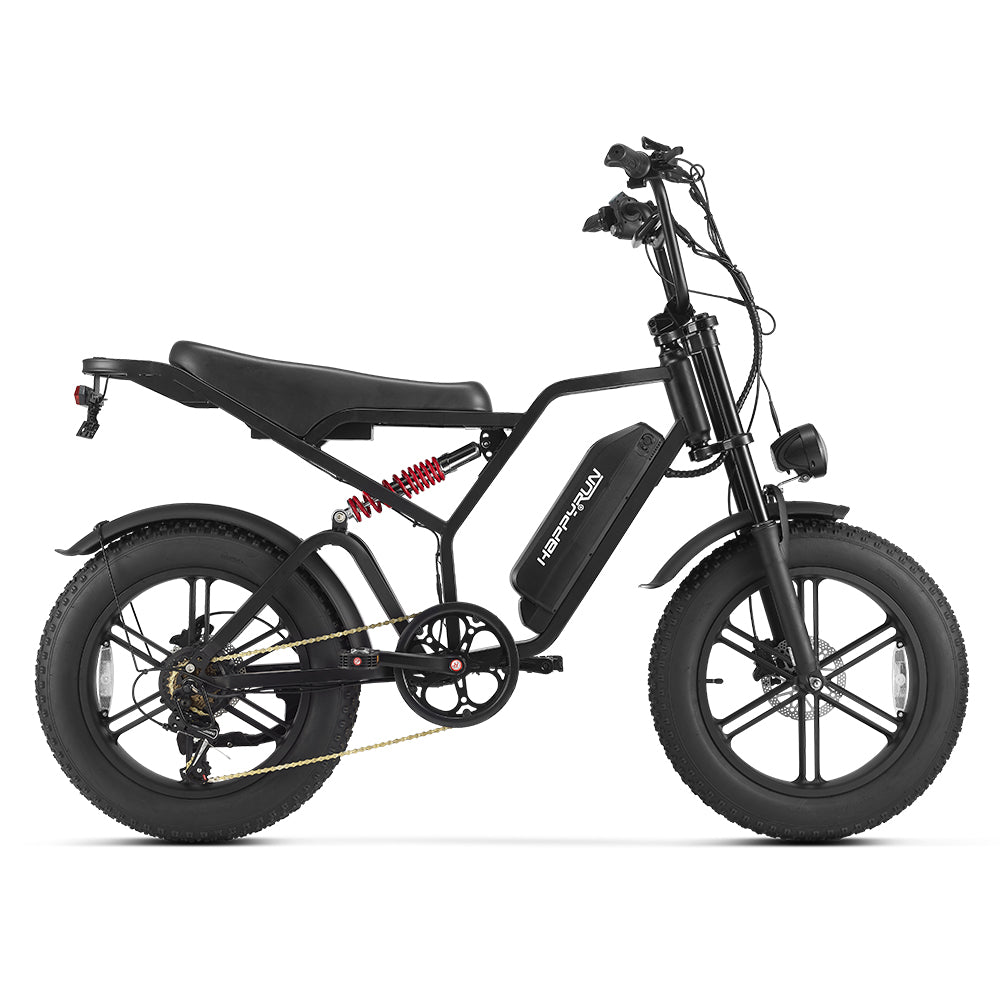 HappyRun Tank G60 750W (1500W Peak) Electric Fat Tire Bike, rear three-quarter view