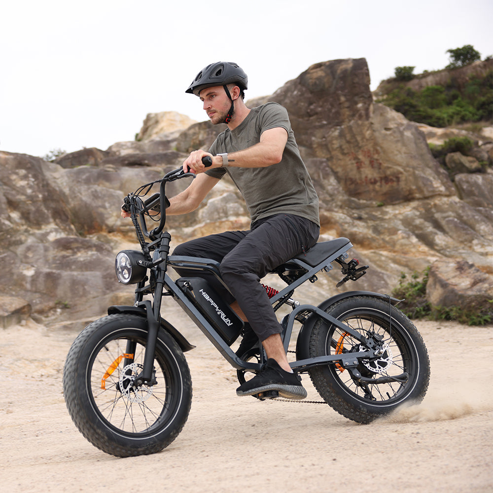 HappyRun Tank G60 Pro 750W (2000W Peak) Moped-Style Electric Fat Tire Bike, front view
