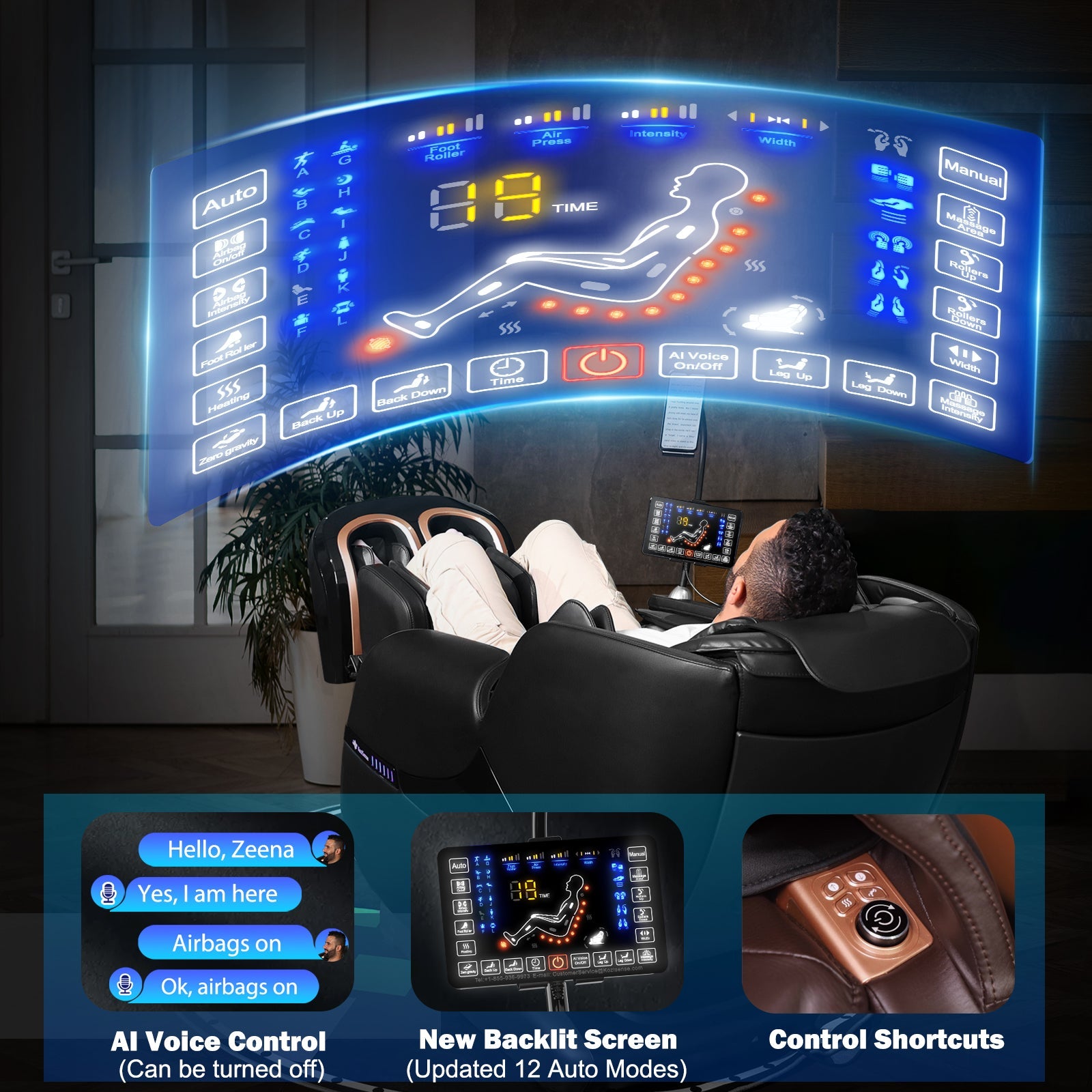 KoziSense KZ-A18 3D SL-track Massage Chair 2026 Upgraded - (All Black)