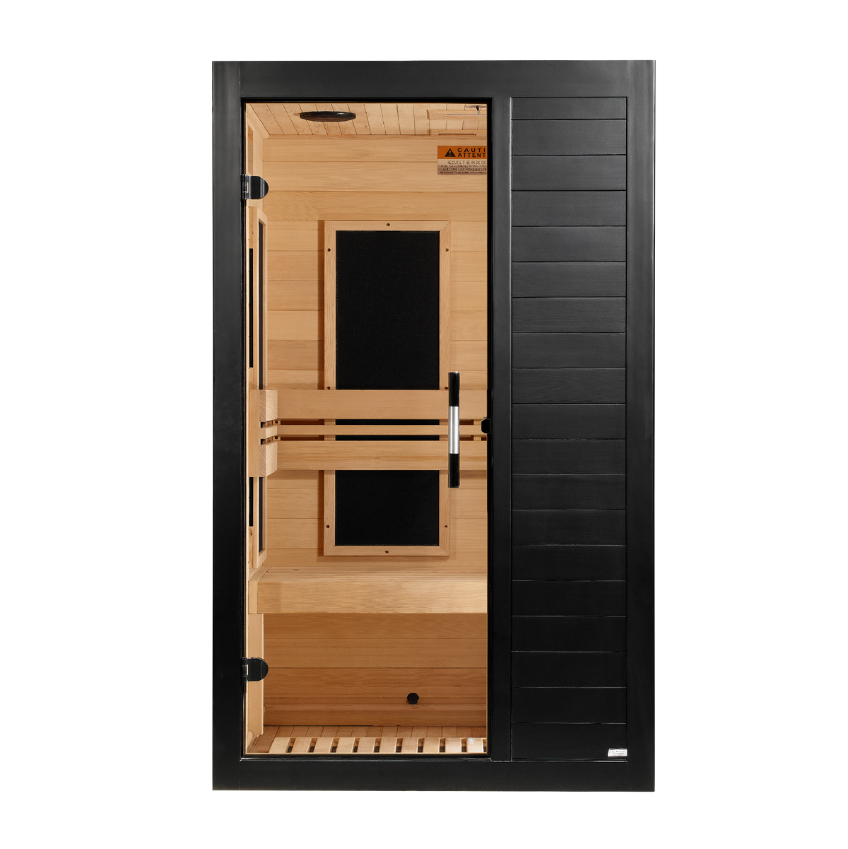 2026 Dynamic Veneto 1-2 Person Low EMF FAR IR Sauna, Black finish, front view