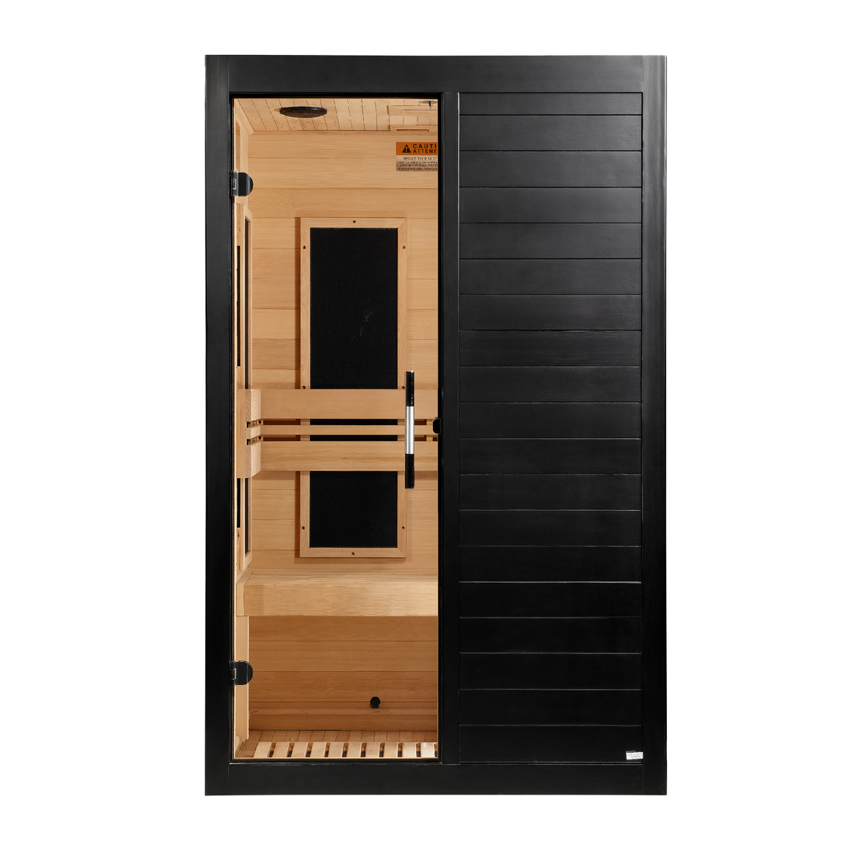 2026 Dynamic Lucca 2 Person Low EMF FAR IR Sauna, Black finish, front view