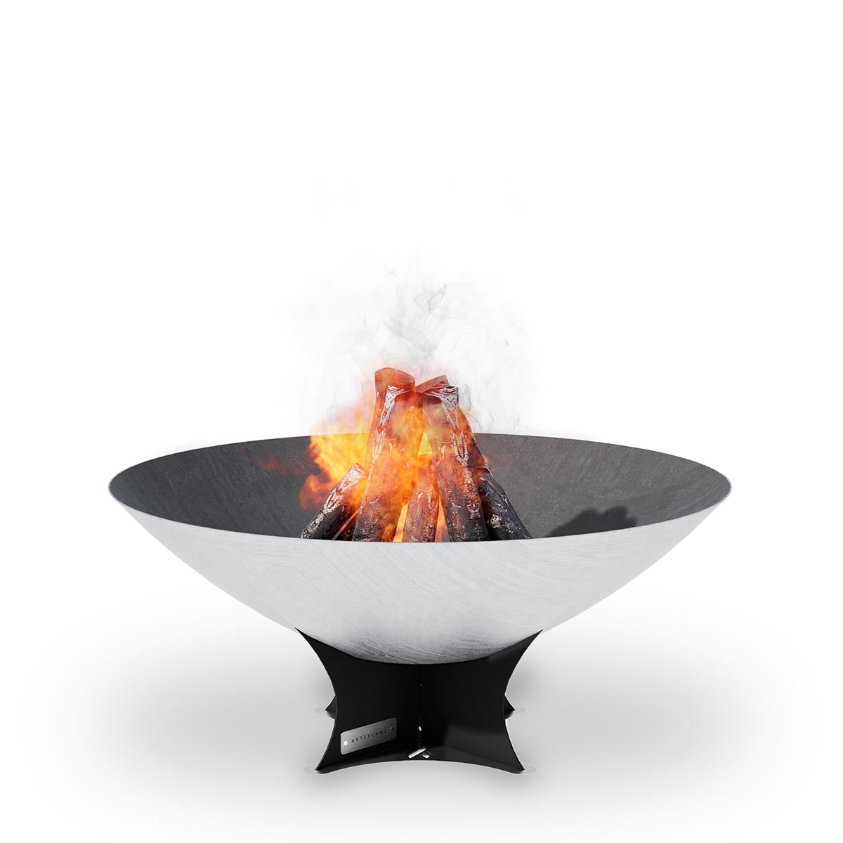 Arteflame 40 stainless steel fire pit on the low Euro base