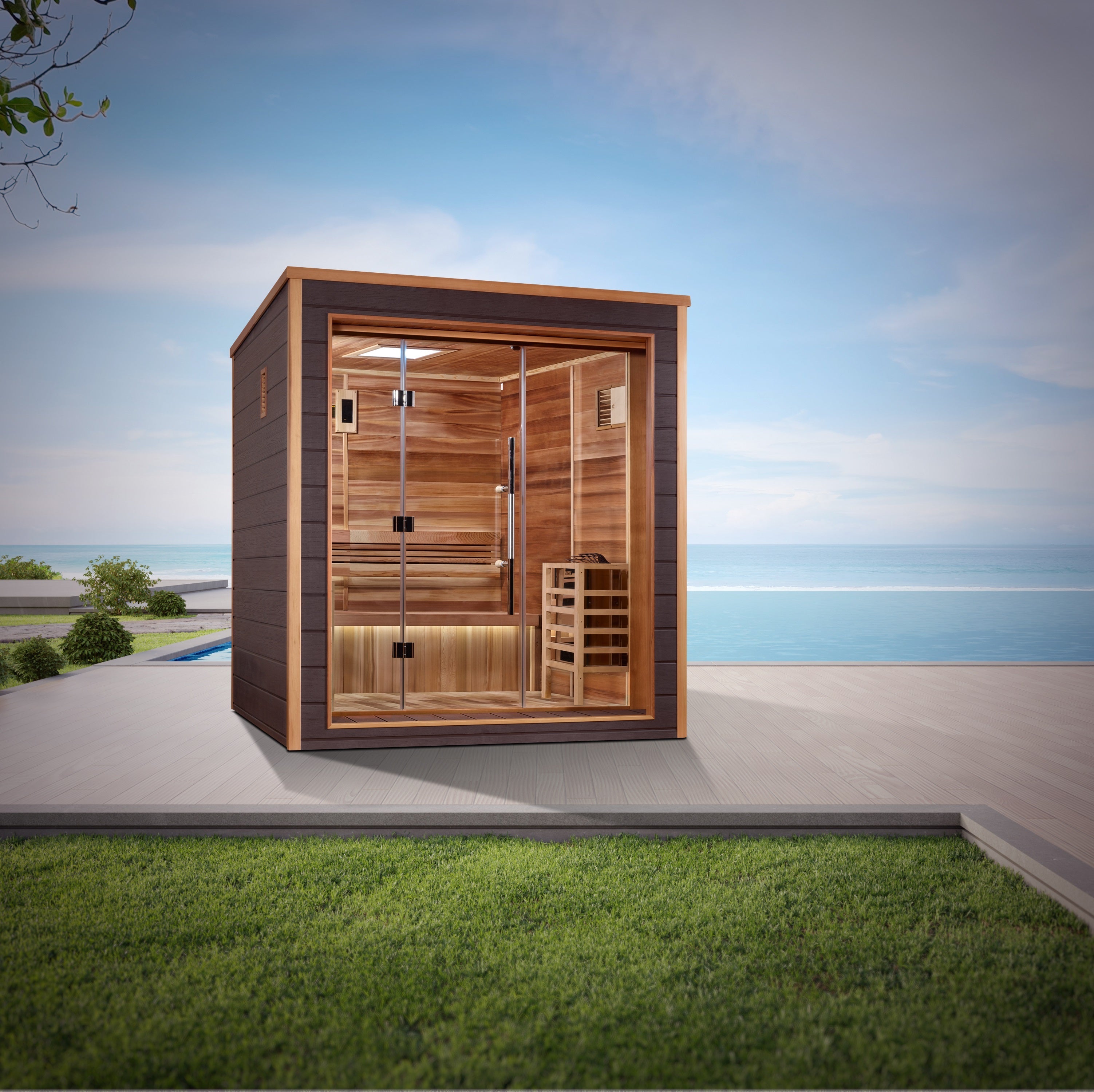 Golden Designs "Drammen" 3 Person Outdoor-Indoor Traditional Sauna (GDI-8203-01)