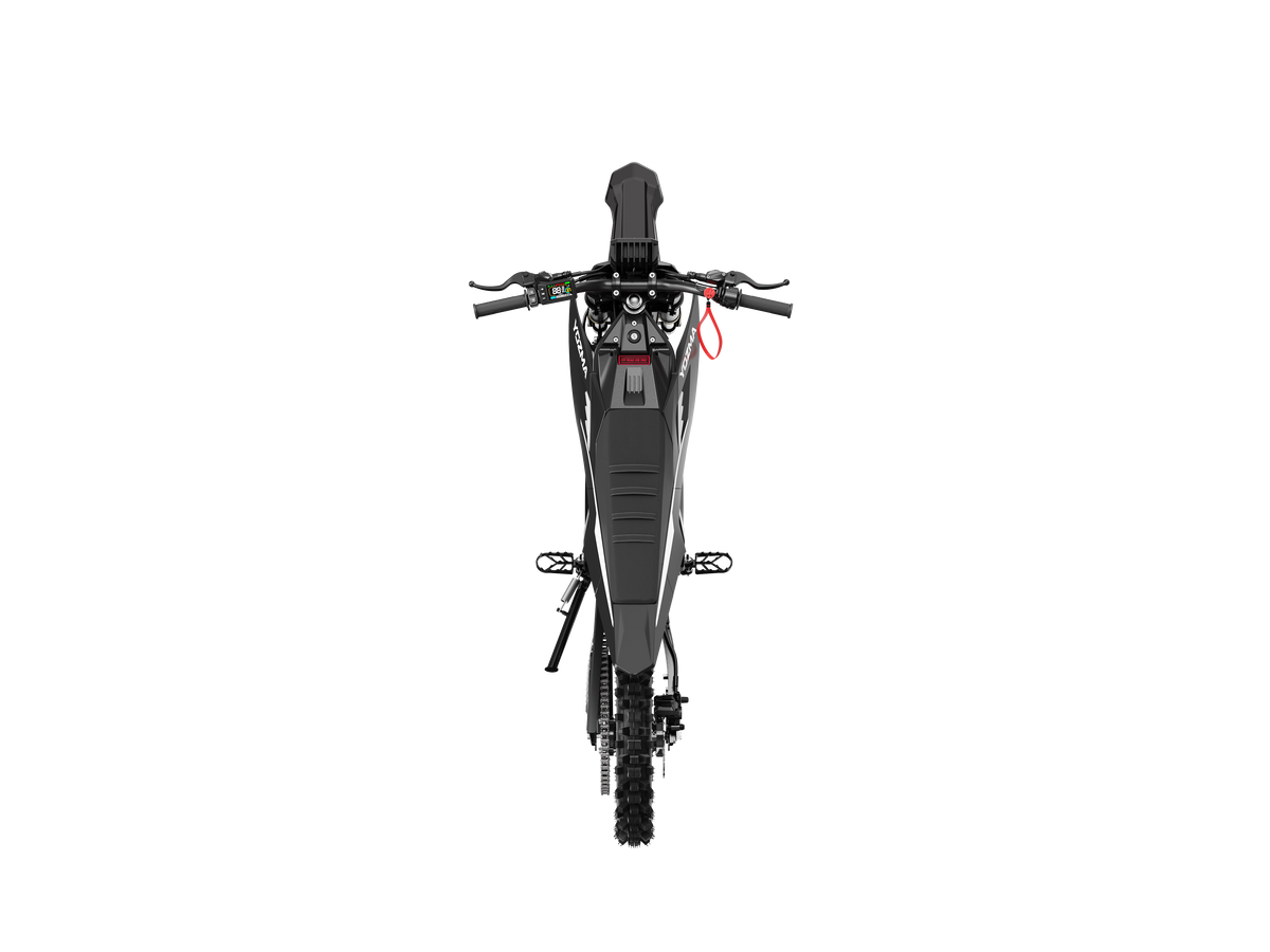 Yozma IN 11 electric dirt bike in black, top view