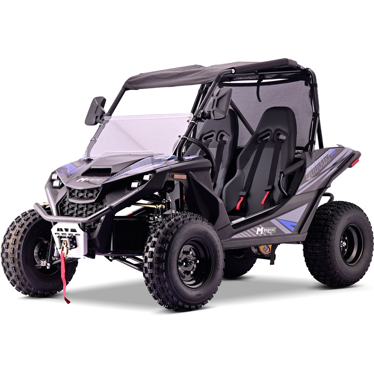 MotoTec Titan 200cc Gas UTV Blue, side view