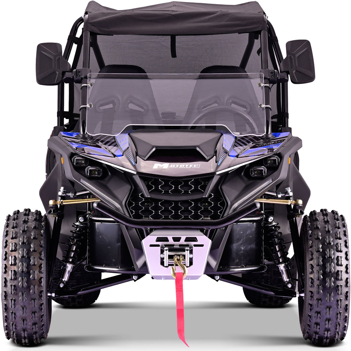 MotoTec Titan 200cc Gas UTV Blue, front view