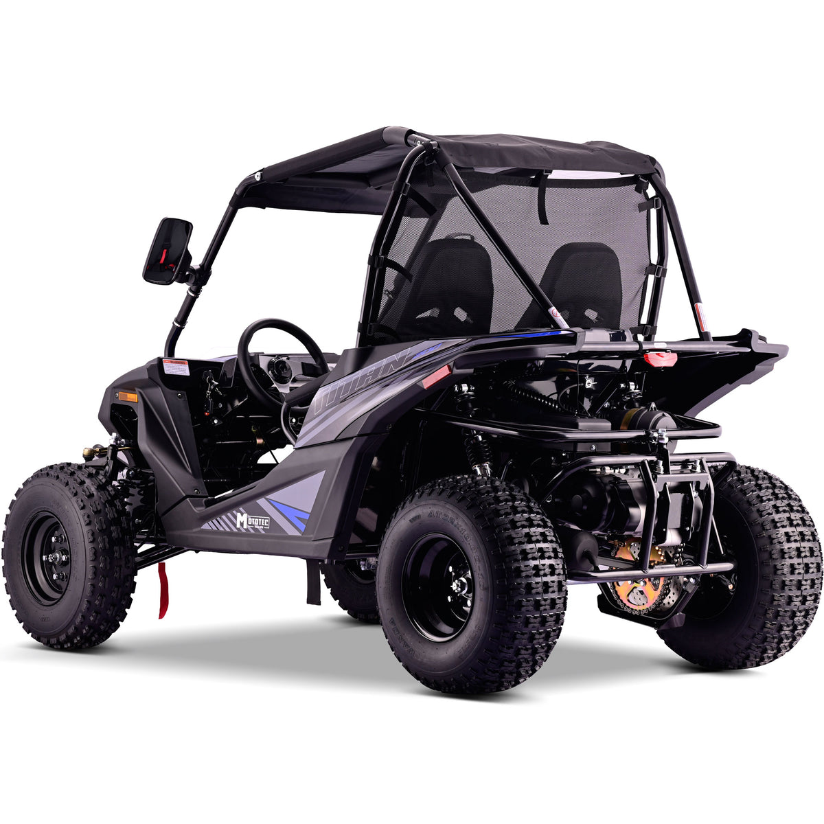 MotoTec Titan 200cc Gas UTV Blue, alternate angle