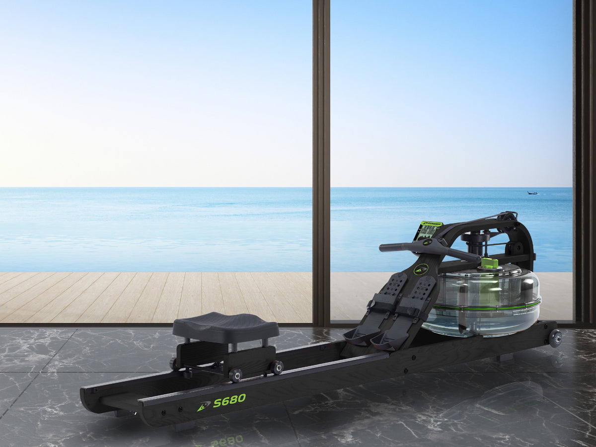 Dynamic Fluid S680 Timber rowing machine on a background