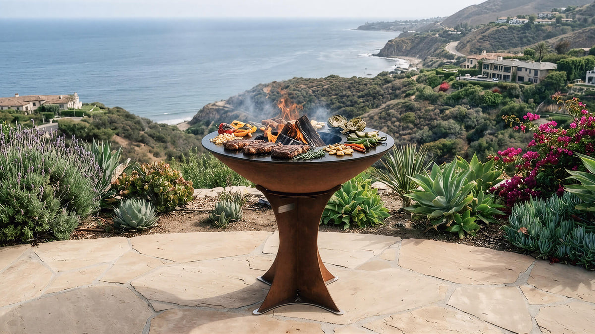 Arteflame Classic 40 Euro base grill on a coastal terrace