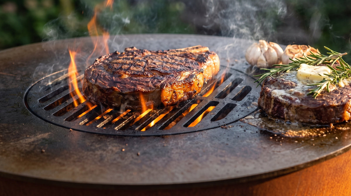 Ribeye searing on the center grate of an Arteflame ONE20