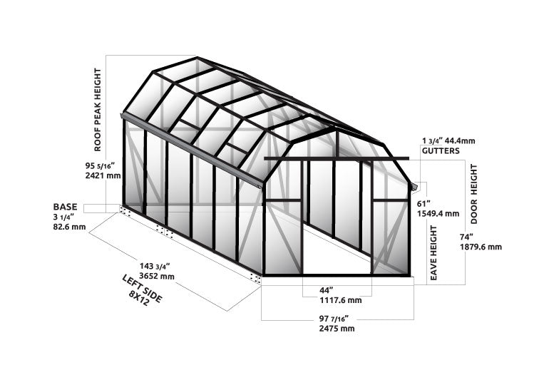 Grandio Elite greenhouse dimensions