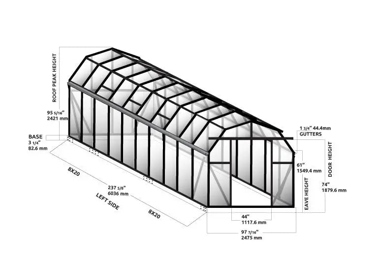 Grandio Elite greenhouse dimensions