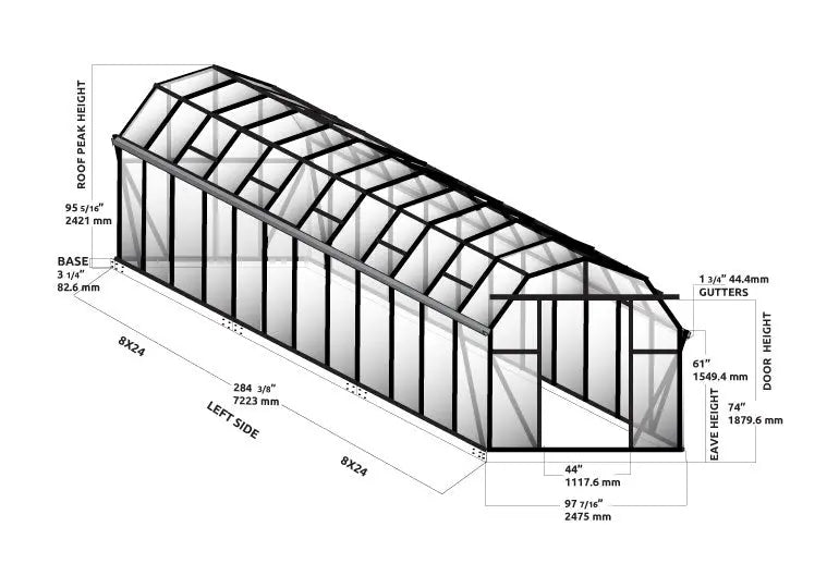 Grandio Elite greenhouse dimensions