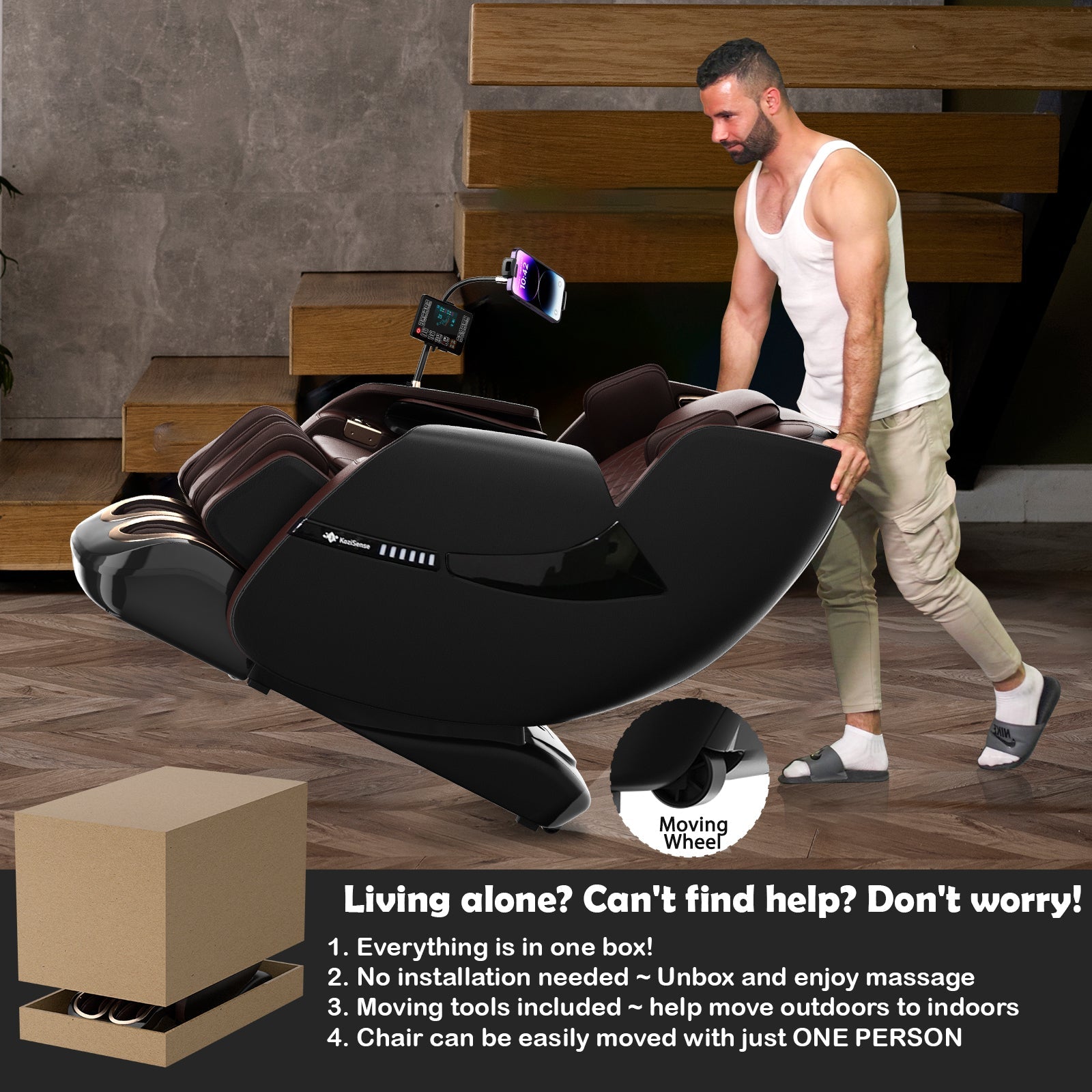 KoziSense KZ-A18 3D SL-track Massage Chair 2026 Upgraded - (Black and Brown)