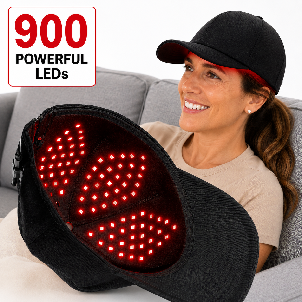 Red Light Therapy Hat - 900 LEDs, 5 Wavelengths